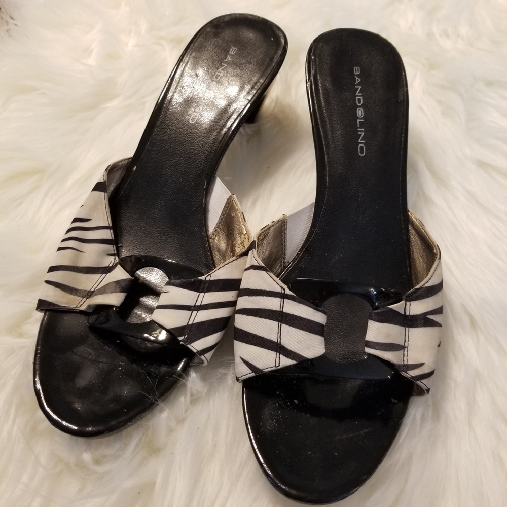 Bandolino Taxicab Sandals sz 9.5 Zebra Stripe